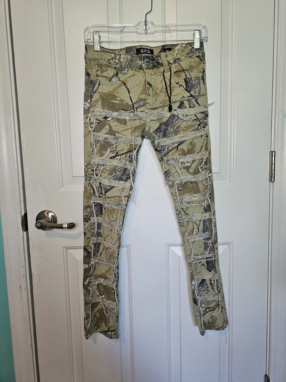 O.P.S. New York Distressed Camo Jeans Youth size 12